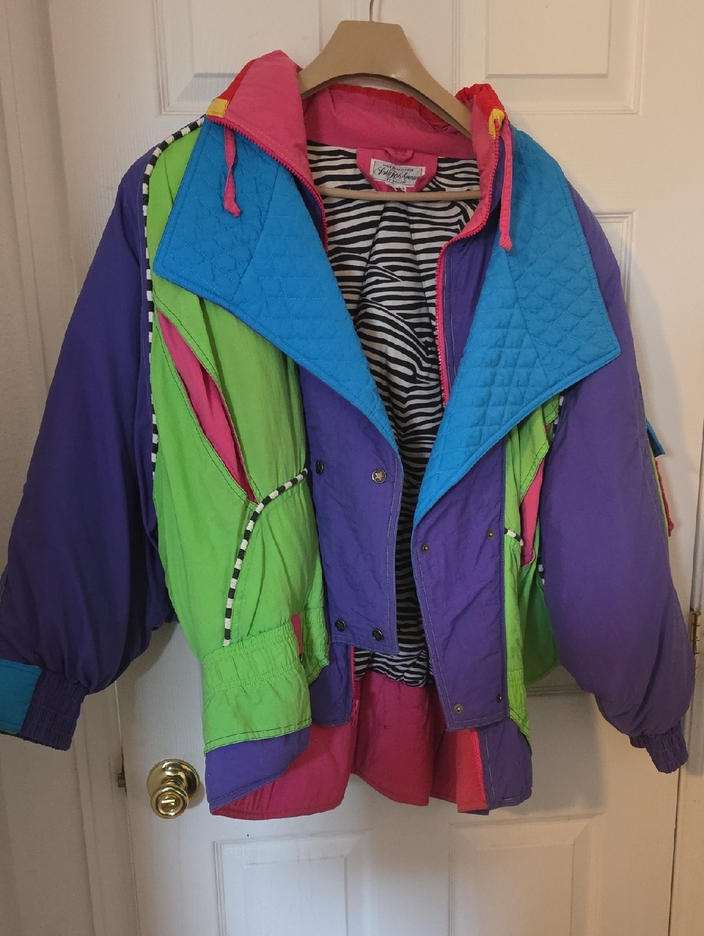 Saks Fifth Avenue Neon Colorblock Ski Jacket in Purple, Green, Blue, Pink